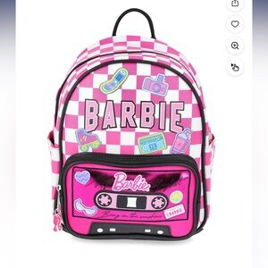 Barbie Play My Music Women’s 10.5” Adjustable Mini Backpack Pink Checkered New